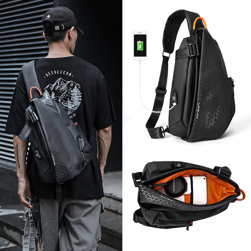 Men's Versatile Fashion Large Capacity Motorcycle Men's Chest Bags
