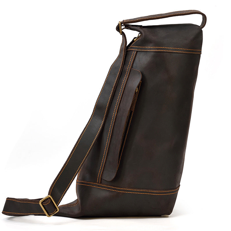 Men's Vintage Crazy Horse Leather Genuine Cowhide Men's Chest Bags