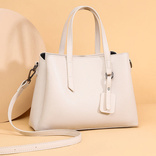 Women's Lychee Pattern Simple Large Capacity Soft Leather Textured Temperament Crossbody Bags