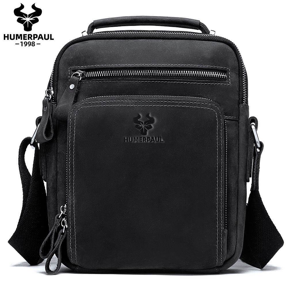Men's Leather Crazy Horse Oil Wax Men's Messenger Bags