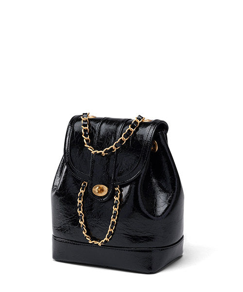 Niche Cowhide Chain Christmas Red Classic Backpacks
