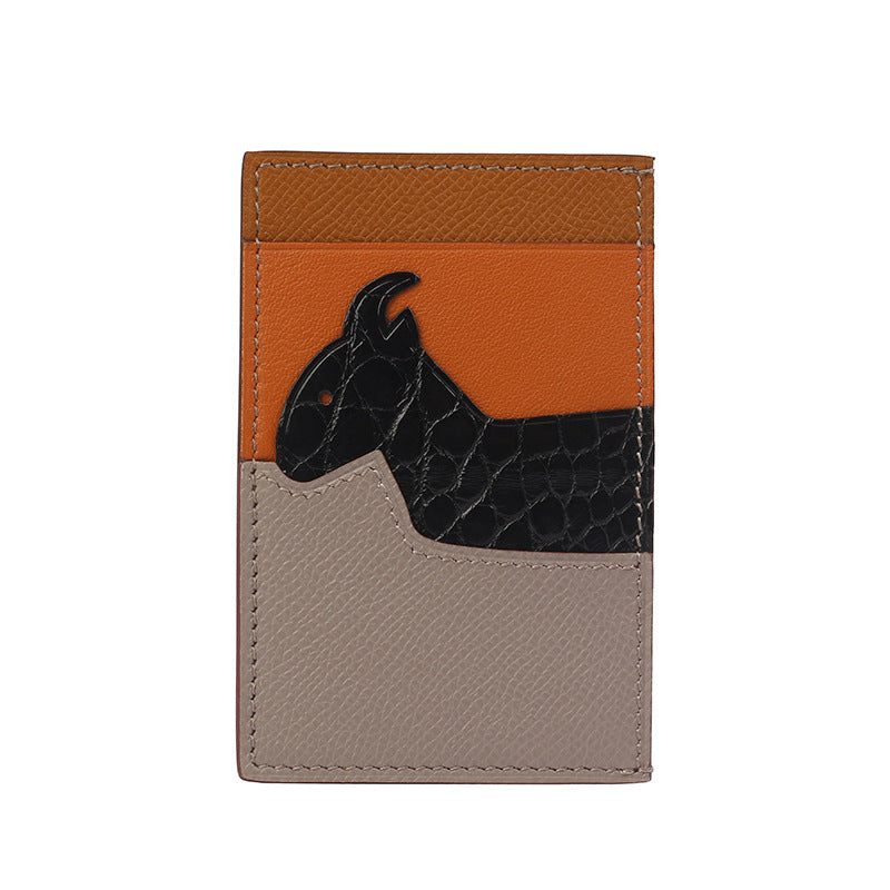 Zodiac Crocodile Sheepskin Hand Sewing Multiple Card Holder