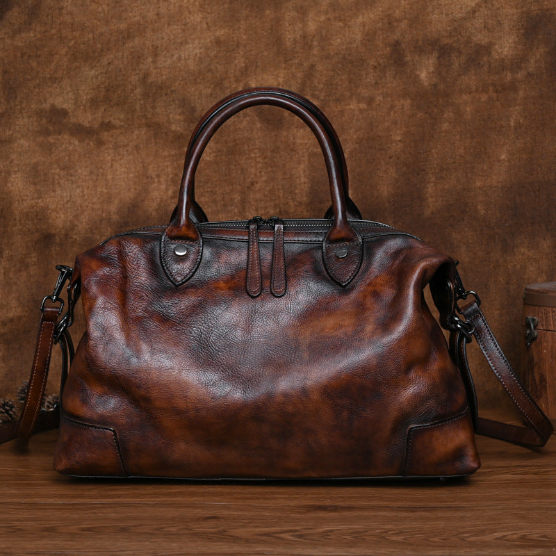 Women's First Layer Cowhide High-grade Retro Rub Handbags
