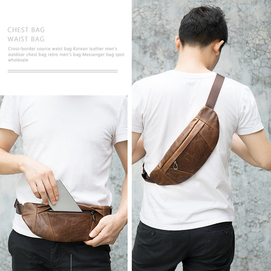 Men's Cell Leather Retro Fashion First Layer Bags