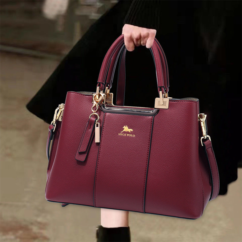 Women's Light Luxury Genuine Leather Mother Fashionable Shoulder Bags
