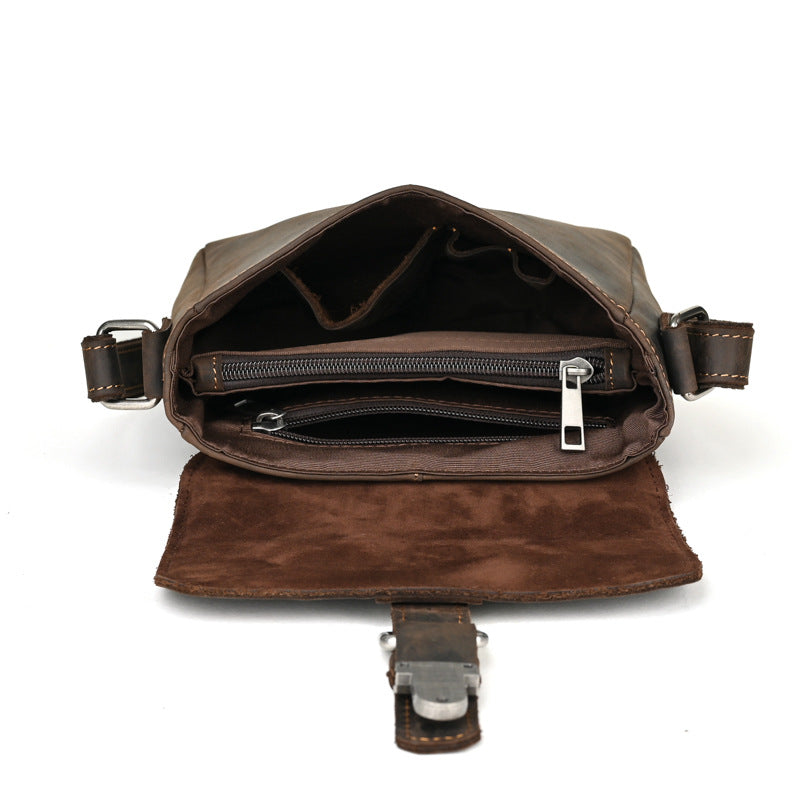 Men's First Layer Retro Crazy Horse Leather Cowhide Shoulder Bags