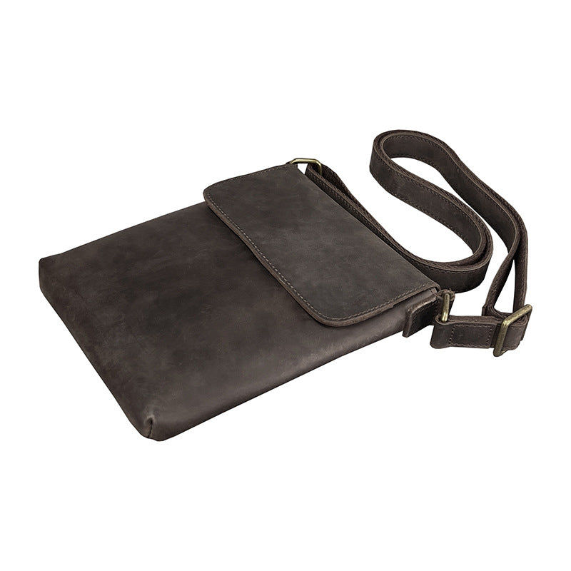 Men's Retro Genuine Leather Crazy Horse Cowhide Men's Shoulder Bags
