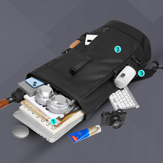 Men's Fashion Trend Curved Edge Large Capacity Computer Backpacks