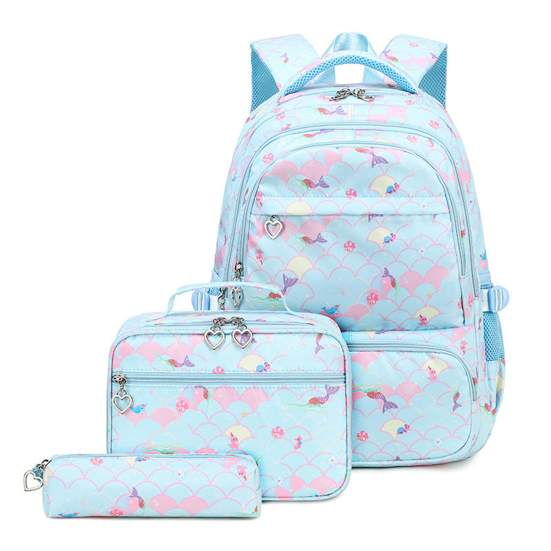 Three-piece Primary Female Marine Elements Printing Elementary School Students' Schoolbags