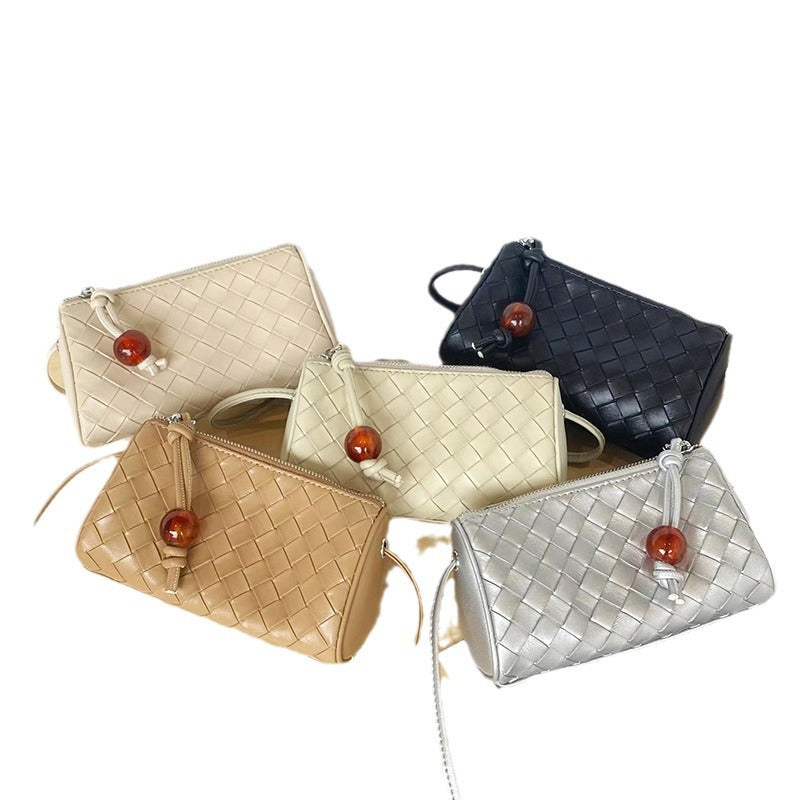 Women's Simple High-grade Woven Leather Mobile Tote Bags