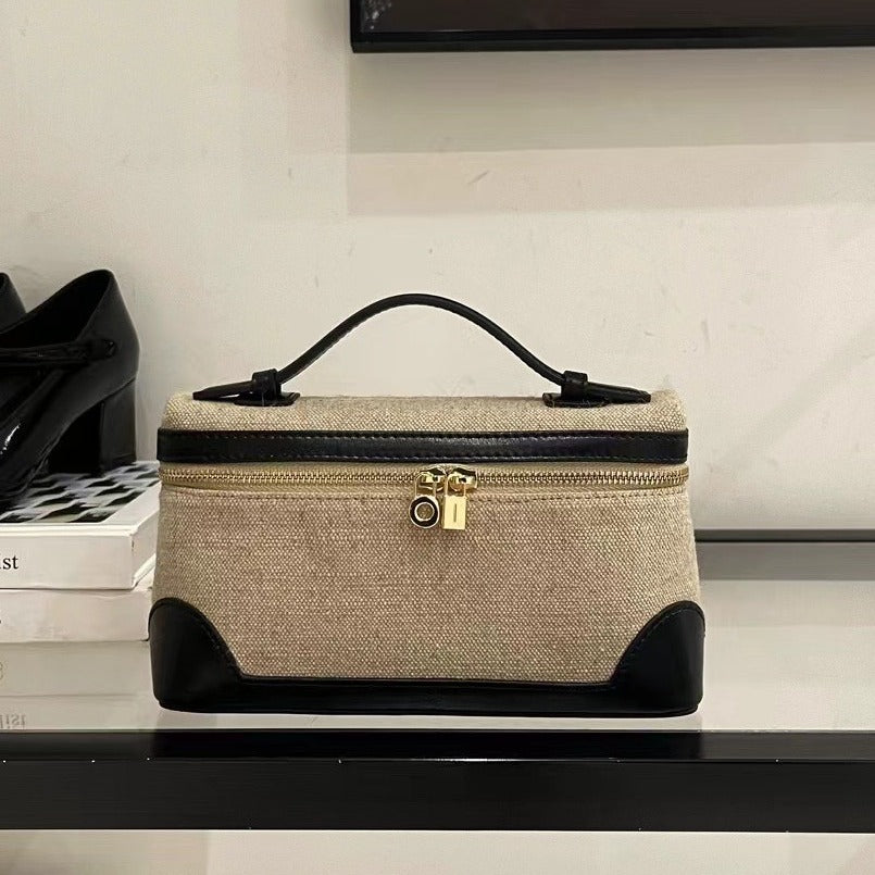 Women's Leather Box Color Collision Design Hand Crossbody Bags