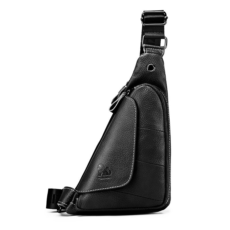 Men's First Layer Cowhide Genuine Leather Triangle Fashion Men's Chest Bags