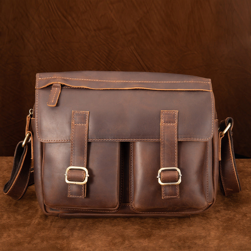 Men's Crazy Horse Single Large Capacity Personalized First Layer Men's Messenger Bags