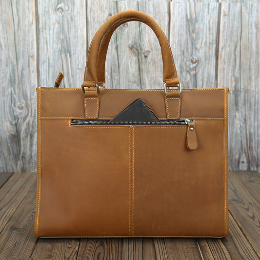 Men's Crazy Horse Leather Large Capacity Genuine Men's Briefcases