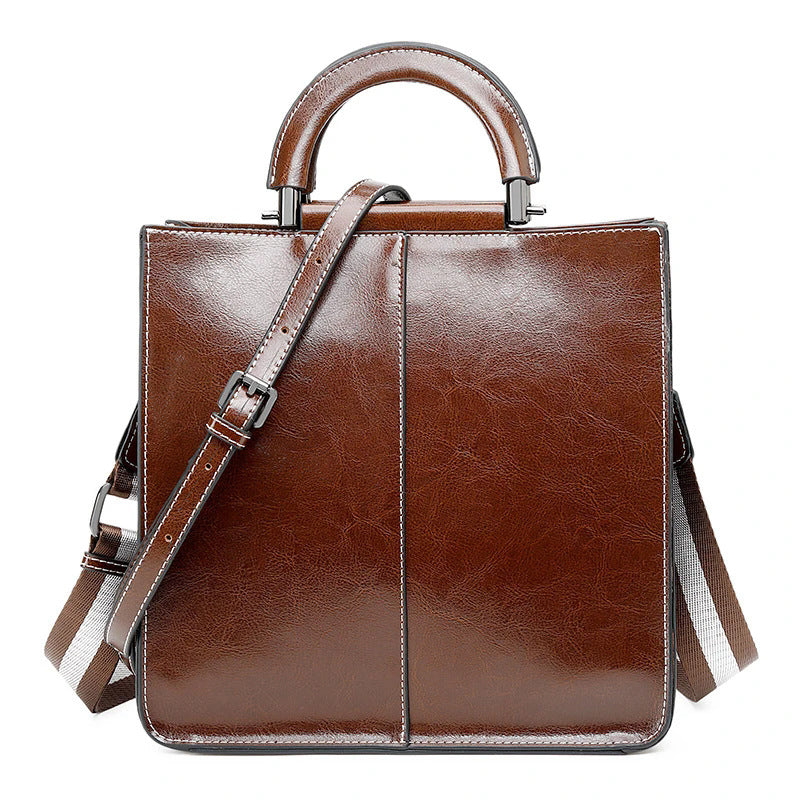 Women's Oil Wax Cowhide Big Fashionable Elegant Bags