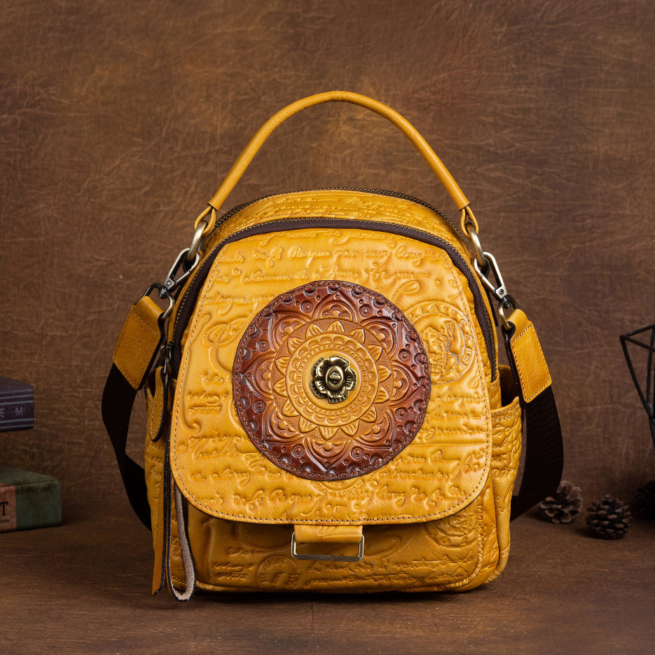 Women's Top Layer Cowhide Multipurpose Chinese Style Retro Crossbody Bags