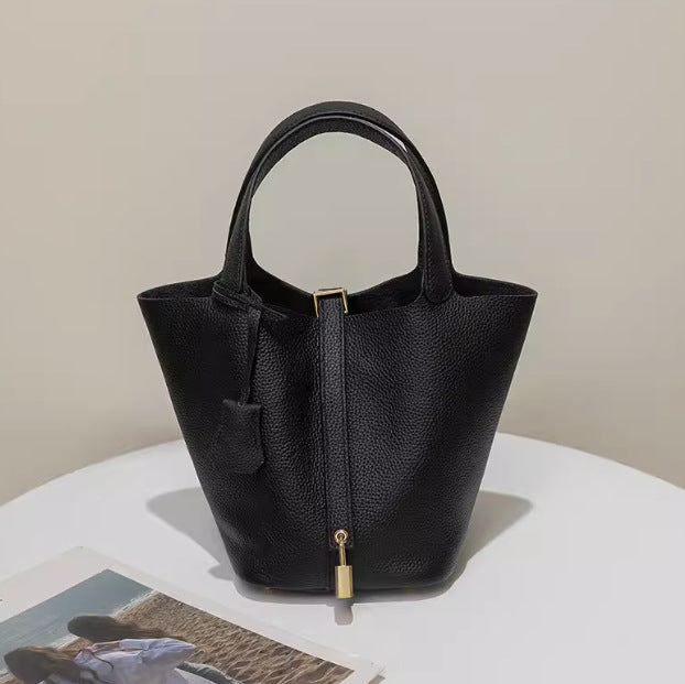 Women's Vegetable Basket Genuine Leather Autumn Bucket Bags