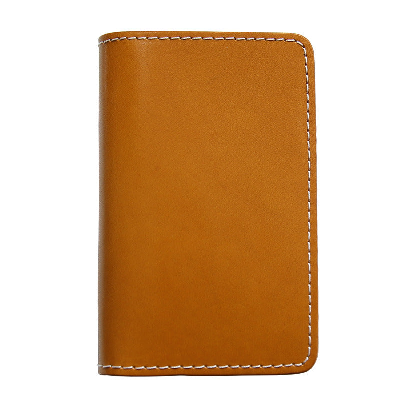 Men's Retro Short Handmade First Layer Cowhide Leather Bank Card Holder