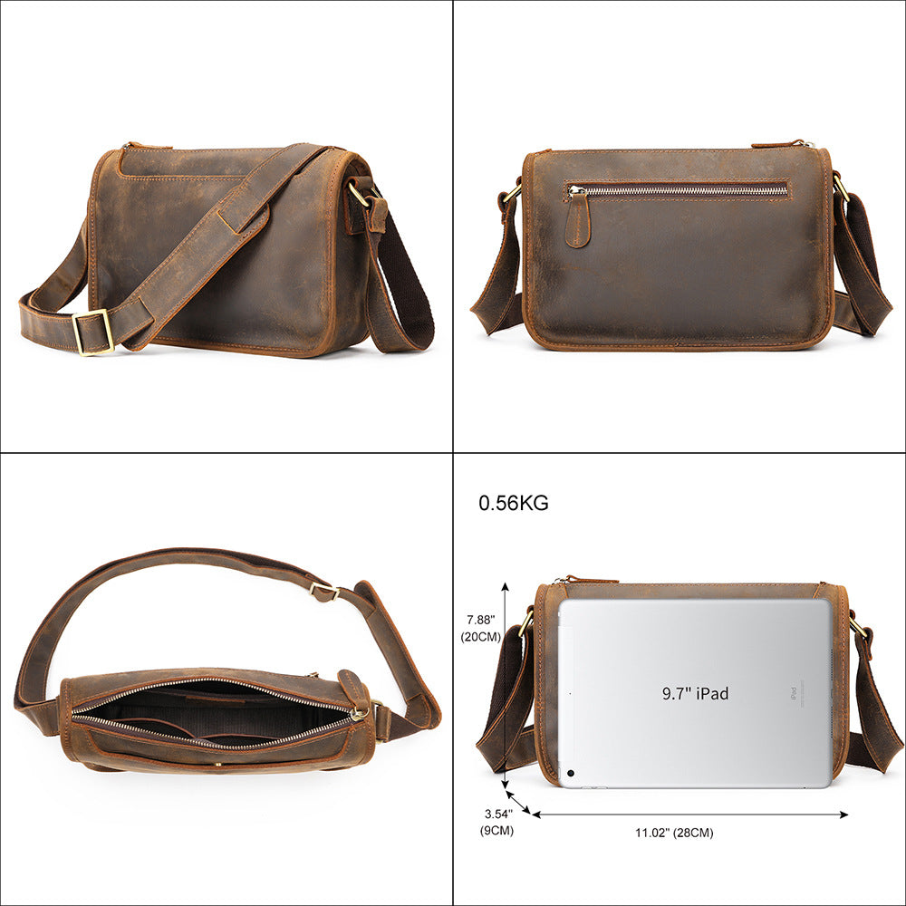 Men's Commute Leisure First Layer Cowhide Large Men's Messenger Bags