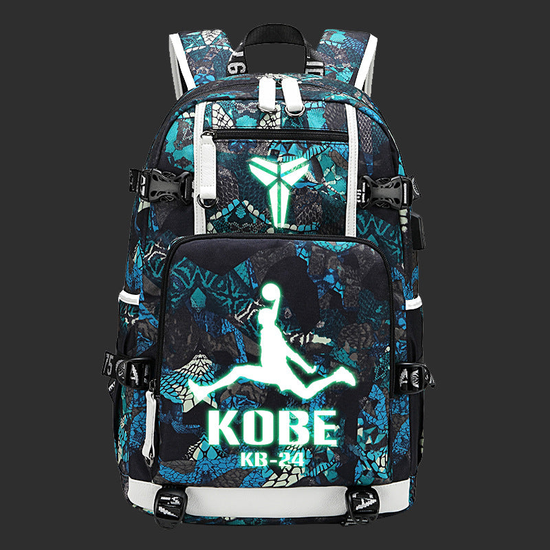 Men's Black Mamba Basketball Thermal Transfer Printing Backpacks