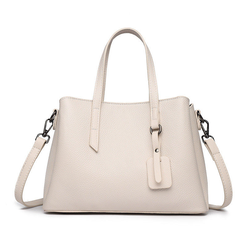 Women's Lychee Pattern Simple Large Capacity Soft Leather Textured Temperament Crossbody Bags