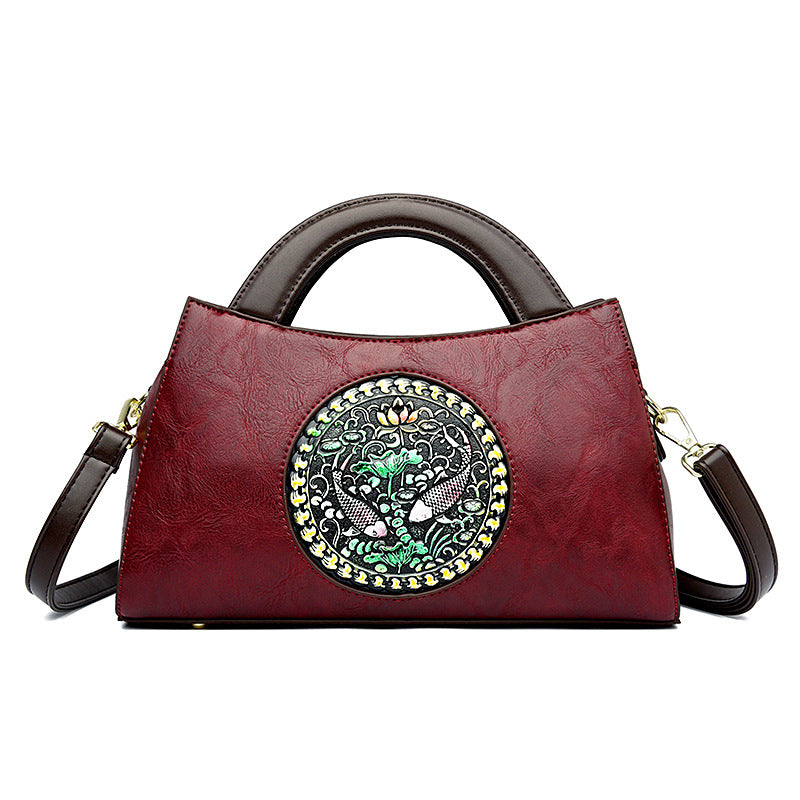 Women's Artistic National Style Stitching Fashion Saddle Bags
