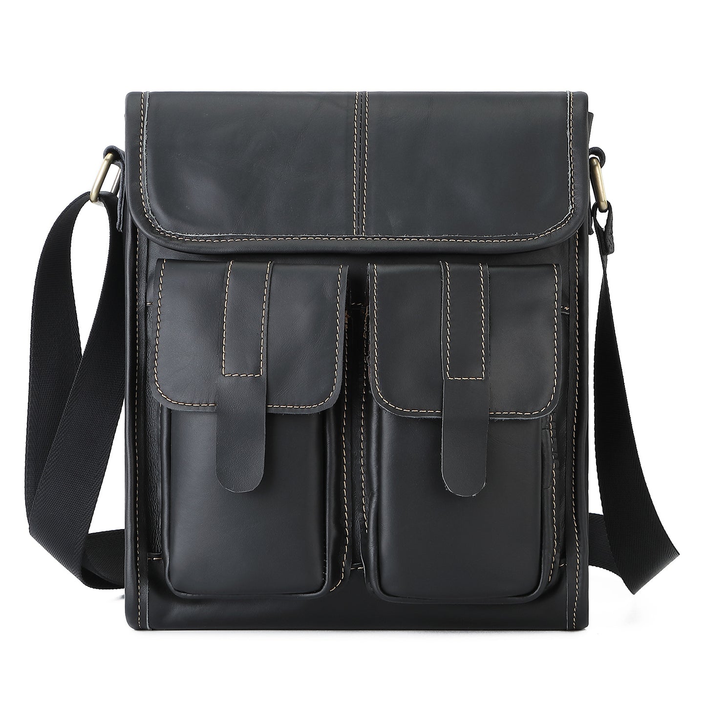 Men's Wax Skin Leisure First Layer Cow Men's Shoulder Bags