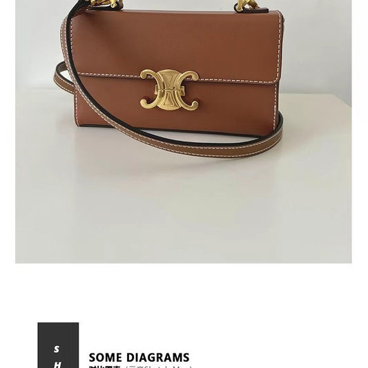 Women's Box Design Portable Retro Presbyopic Genuine Handbags