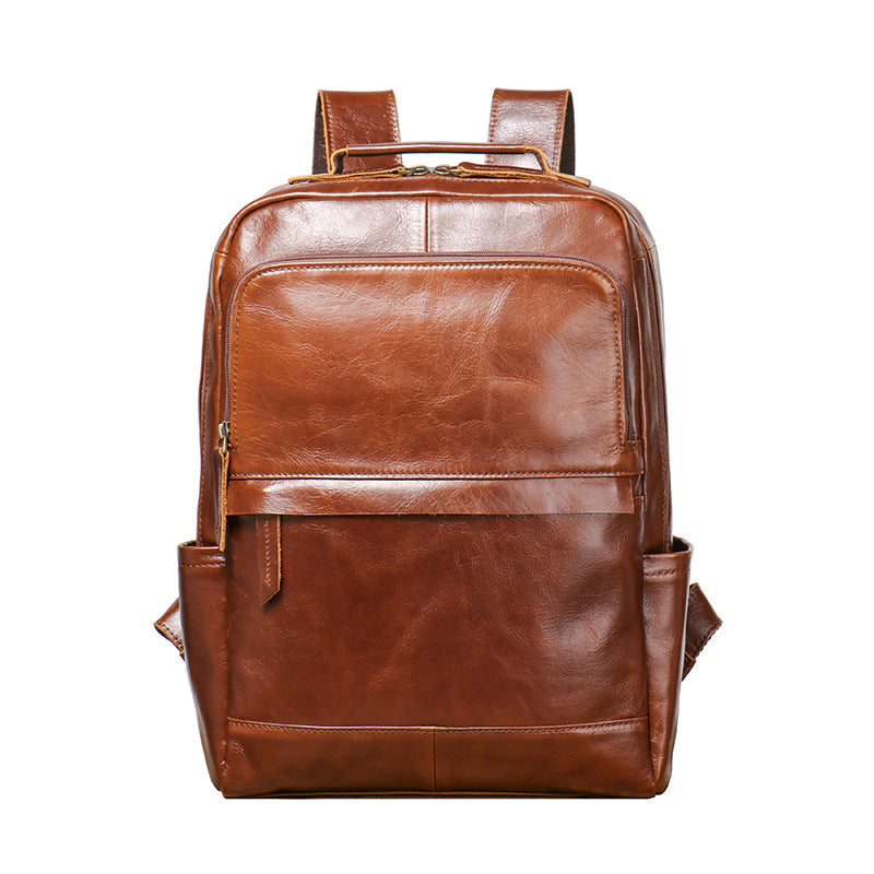 Women's & Men's Retro First Layer Cowhide Leather Computer Backpacks