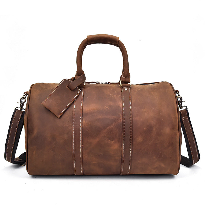 Men's Crazy Horse Oil Leather Vintage Inch Travel Bags