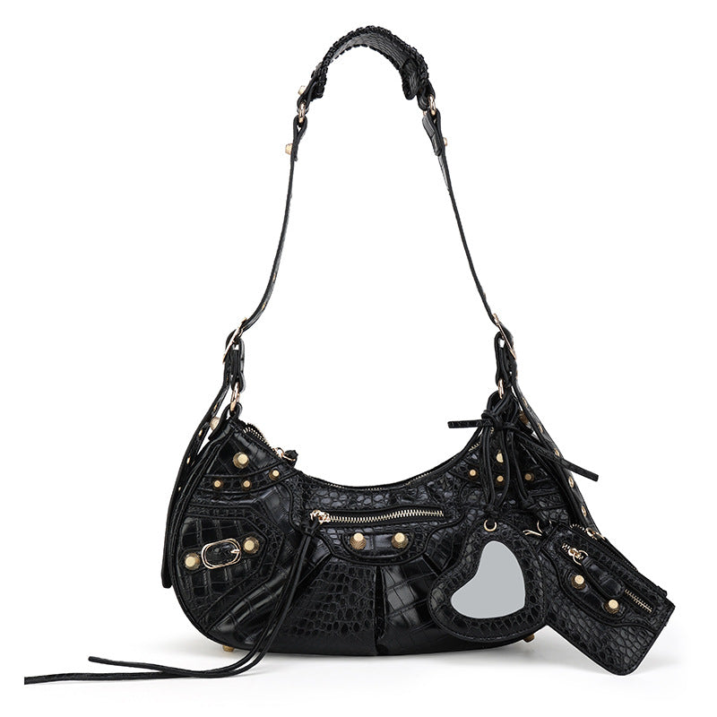 Motorcycle Three-in-one Crocodile Rivet Underarm Selenodont Shoulder Bags