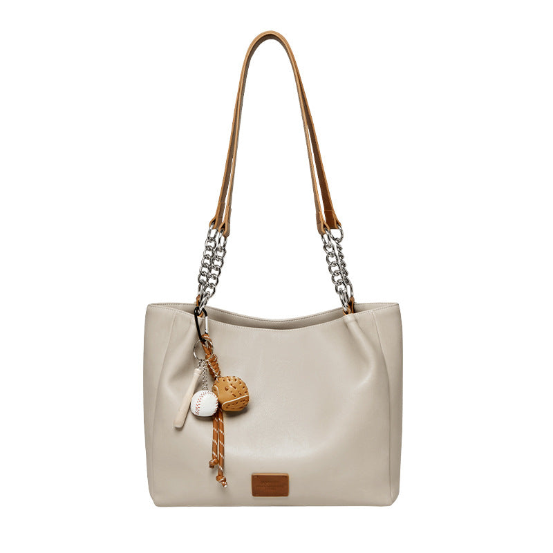 High Sense Vegetable Tanning Leather Large Shoulder Bags