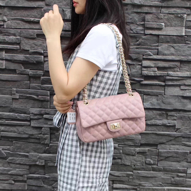 Style Diamond Check Top Layer Cowhide Bags
