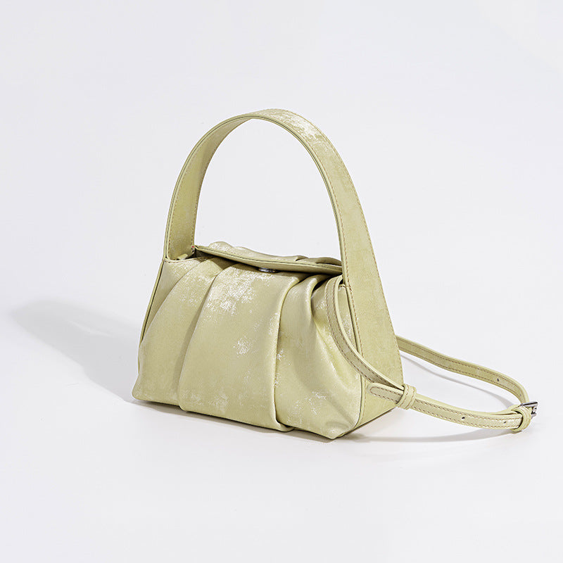 Women's Cloud National Satin Cowhide High-grade Pleated Handbags