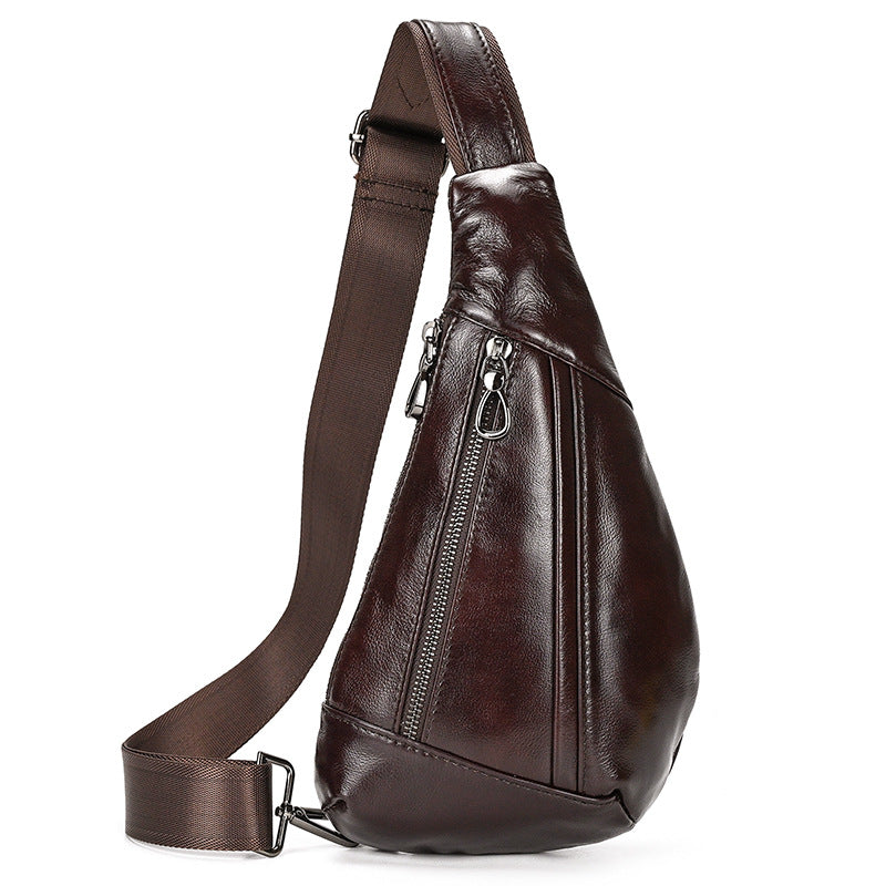 Men's Creative Fashion Leather First Layer Cowhide Men's Chest Bags