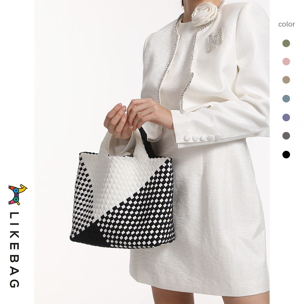 Women's Woven Medium Ribbon Advanced Color Matching Handbags