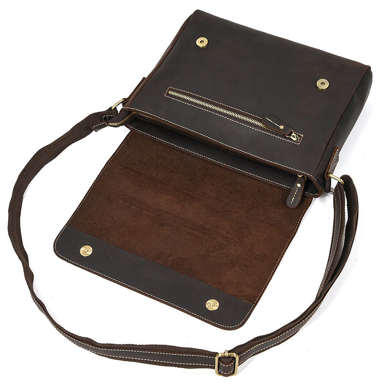 Men's Leather Top Layer Cowhide Genuine Flip Men's Briefcases