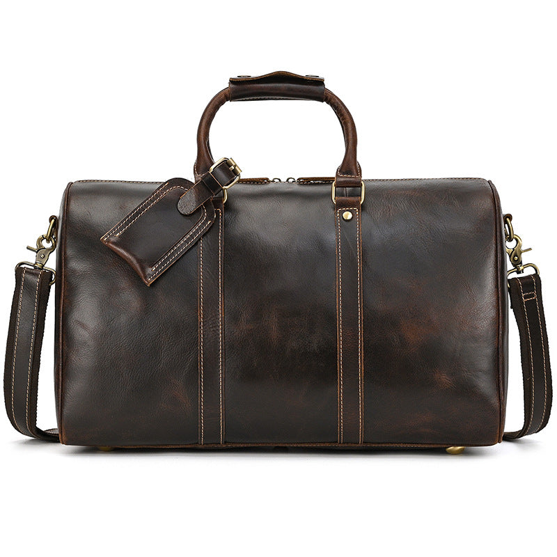 Men's Crazy Horse Oil Leather Vintage Inch Travel Bags