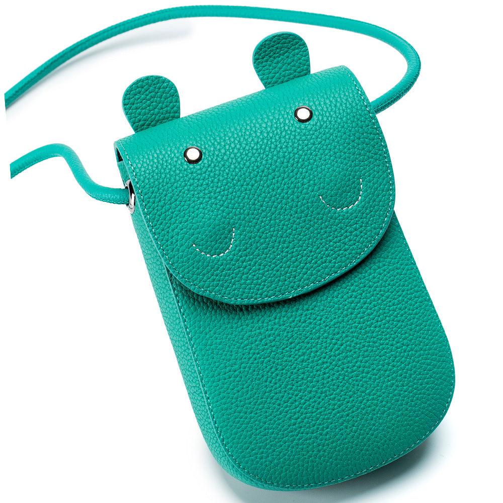 Women's Leather Niche Cute Mini Hippo Mobile Phone Bags