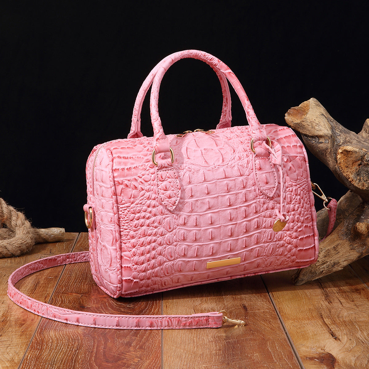Women's Portable Underarm Vintage Brahmin Crocodile Pattern Handbags