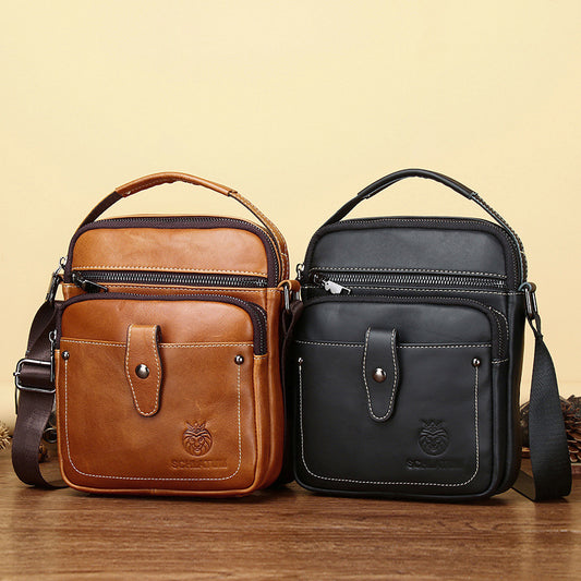 Men's Unique First Layer Cowhide Vertical Men's Shoulder Bags