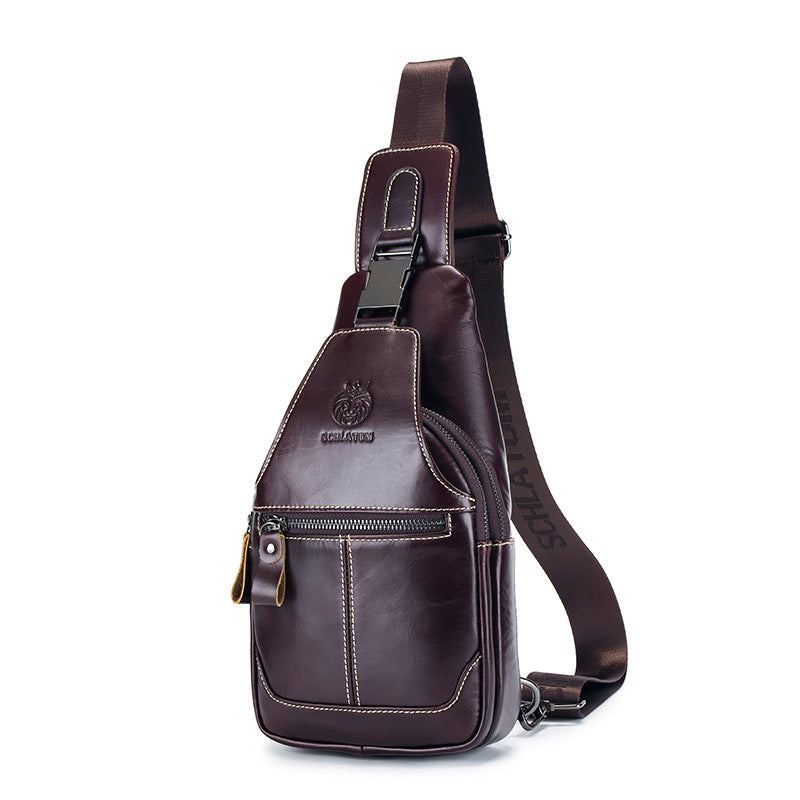 Men's Genuine Leather Retro First Layer Cowhide Men's Chest Bags