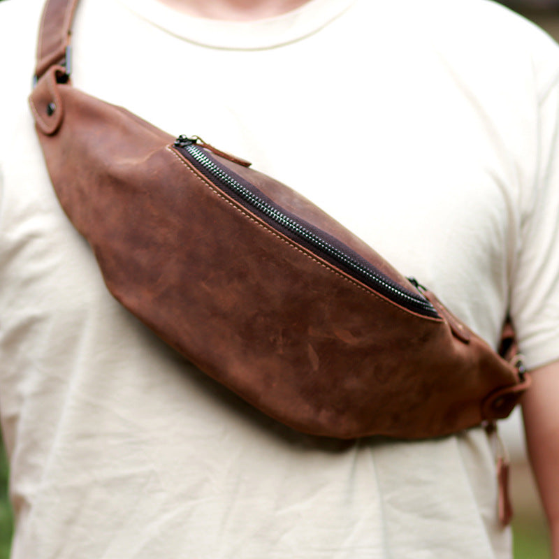 Men's Handmade Retro First Layer Crazy Horse Leather Men's Waist Packs