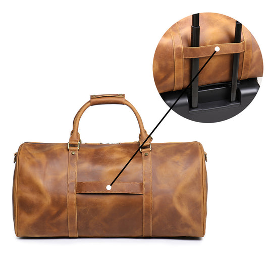 Men's Crazy Horse Leather Large Capacity Portable Travel Bags