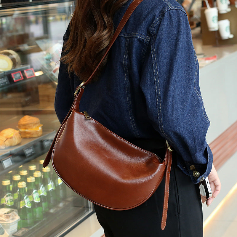 Women's First Layer Cowhide Retro Commuter Large Crossbody Bags