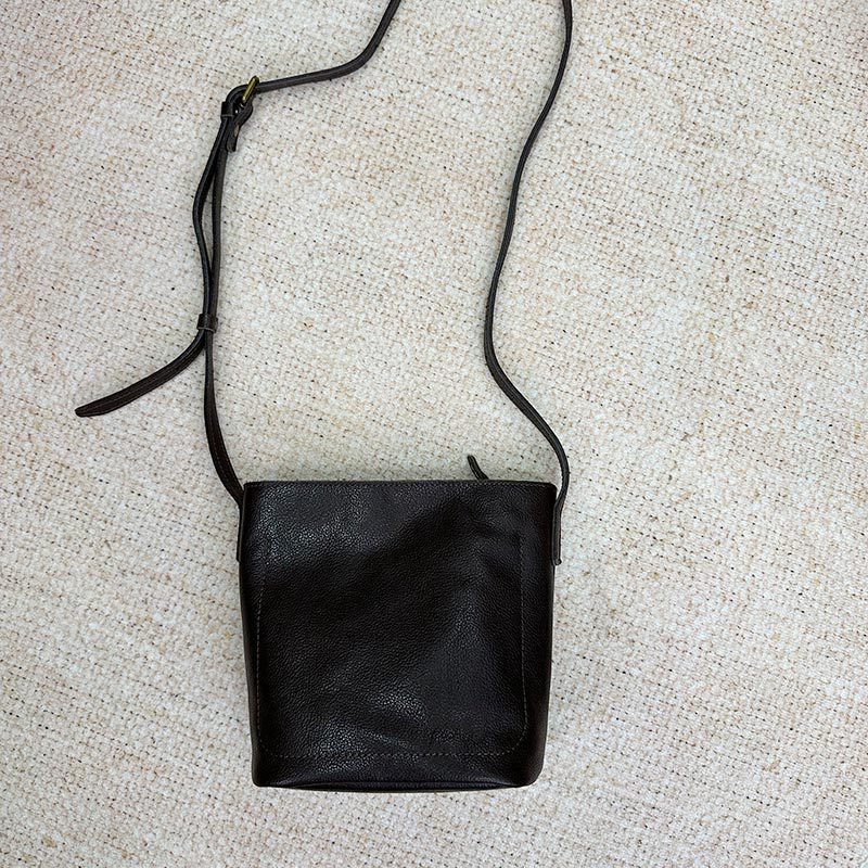 Women's Top Layer Vegetable Tanning Leather Retro Bucket Bags