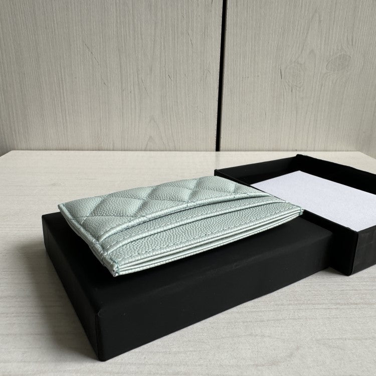 Caviar Pattern Cattlehide Lychee Ball Rhombic Card Holder