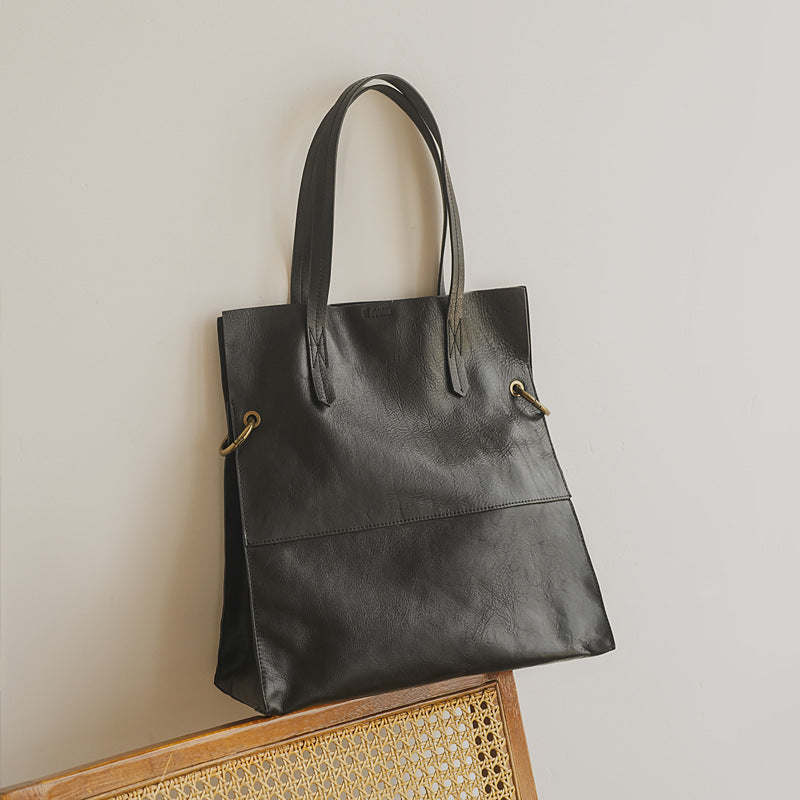 Women's Vertical First Layer Cowhide Large Capacity Bags