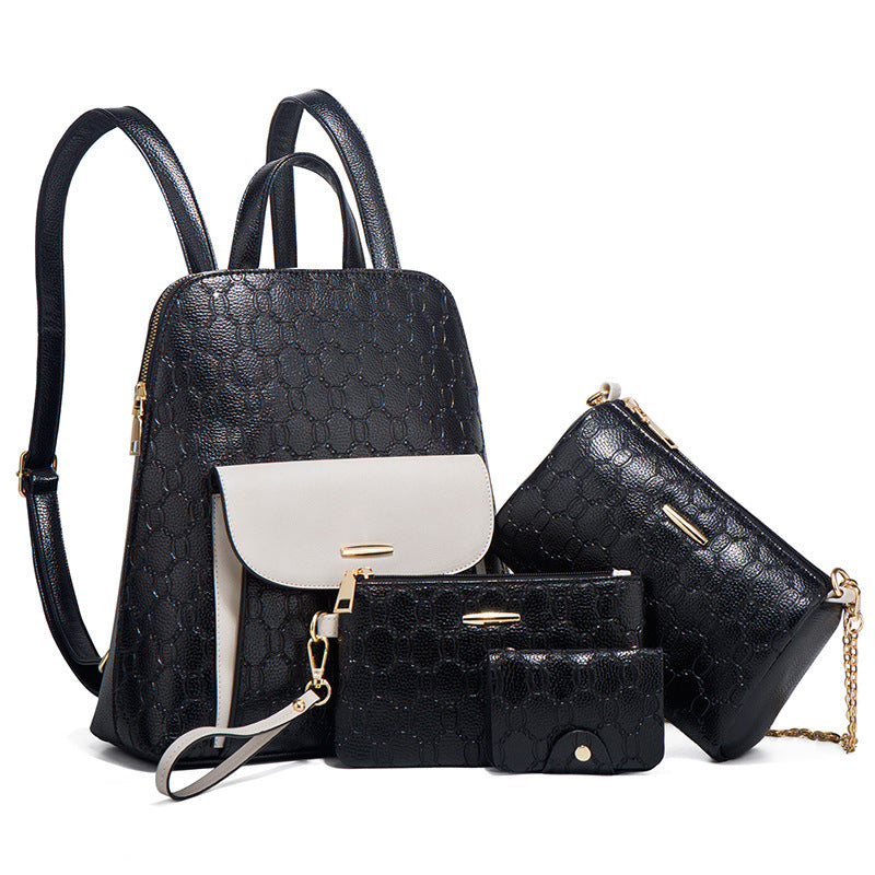 Women's Fashionable Embossed Trendy Simple Large Capacity Backpacks