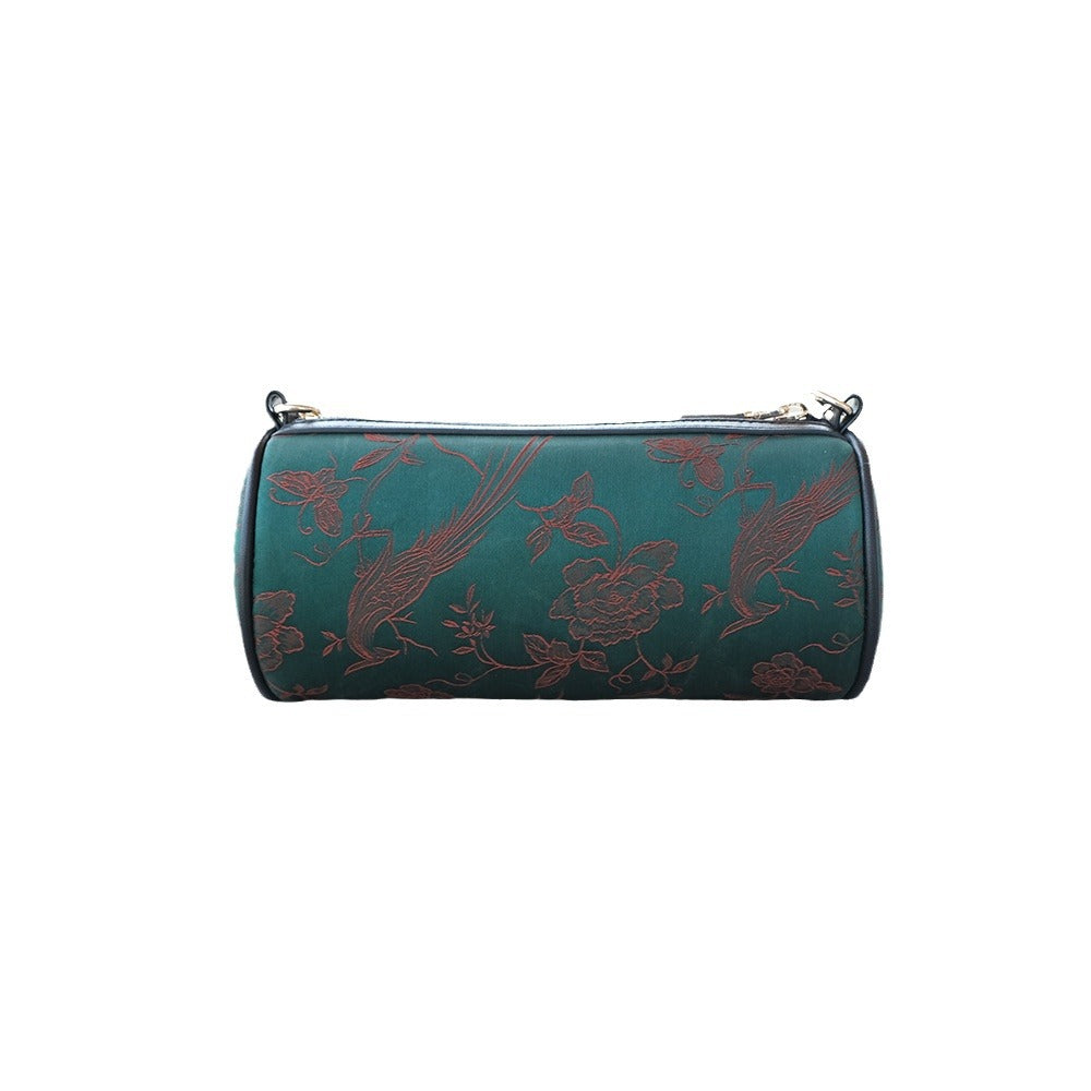 Women's Dynasty Brocade Cylinder Chinese Style Jacquard Design Crossbody Bags